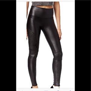 Spanx faux-leather moto leggings, size XL